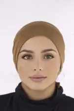Camel Comfort Fit Tie Back Hijab Cap - Image 2