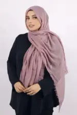 Smoothie Pink Crinkled Cotton Hijab - Image 2