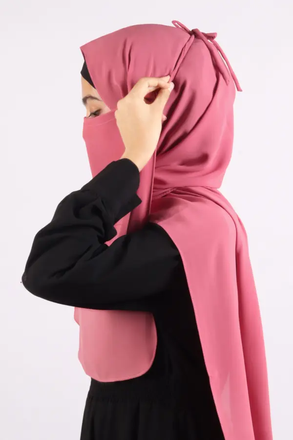 Puce Pink Medina Chiffon Half-Niqab - Image 2