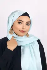 Tiffany Blue Rhinestone Silk Hijab