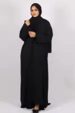 Miraj Crinkled Cotton Jazz Lapel Abaya with Inner - Black - Image 5