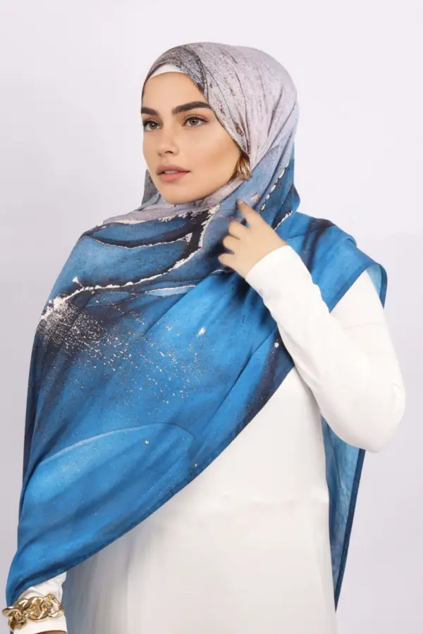 Ocean Splash Printed Modal Hijab - Image 4