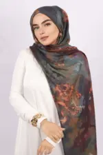 Copper Mystery Printed Modal Hijab - Image 3