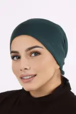 Bottle Green Comfort Fit Tie Back Hijab Cap