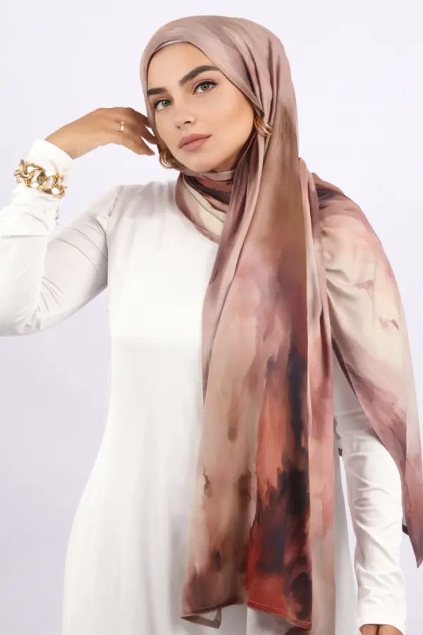 Twilight Mauve Printed Modal Hijab - Image 2
