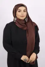 Burgandy Brown Turkish Silk Hijab - Image 2