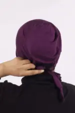 Plum Comfort Fit Tie Back Hijab Cap - Image 2