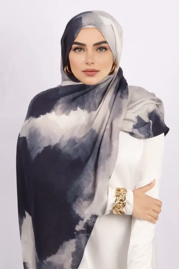 Shadow Storm Printed Modal Hijab - Image 3