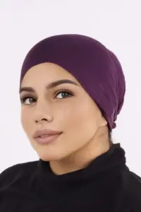Plum Comfort Fit Tie Back Hijab Cap
