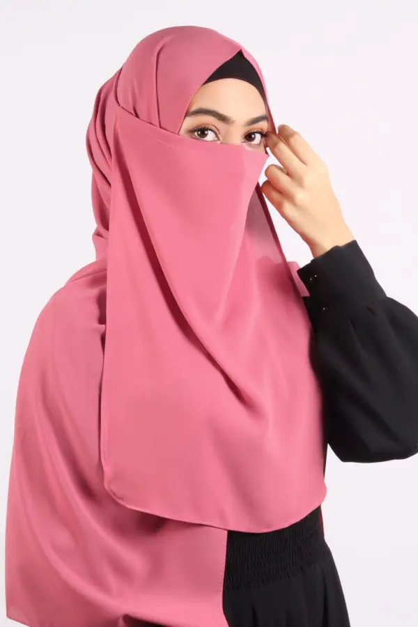 ACC9BB2B-5FF4-45A2-9408-339BCF1B1F65 Puce Pink Medina Chiffon Half-Niqab - Image 1