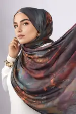 Copper Mystery Printed Modal Hijab - Image 2
