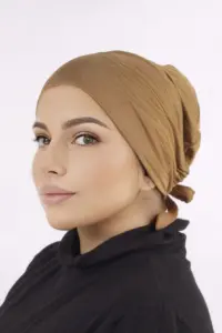 Camel Comfort Fit Tie Back Hijab Cap