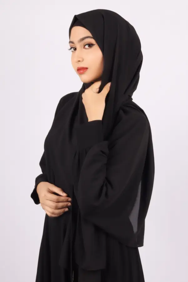 Black Medina Chiffon Hijab & Niqab Set - Image 2