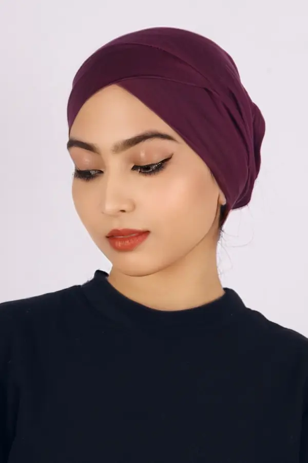 Mulberry Criss Cross Tube Hijab Cap - Image 2