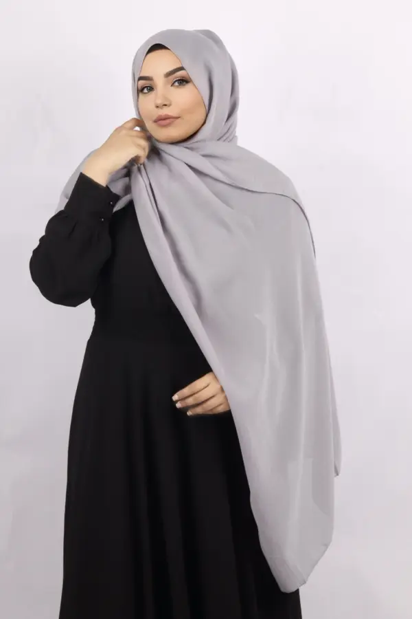 Plush grey Internet Cotton Hijab - Image 2