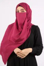 Cranberry Medina Chiffon Hijab & Niqab Set - Image 3