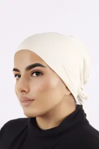 Cream Cheese Comfort Fit Tie Back Hijab Cap