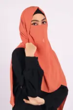 Rust Orange Medina Chiffon Hijab & Niqab Set - Image 3
