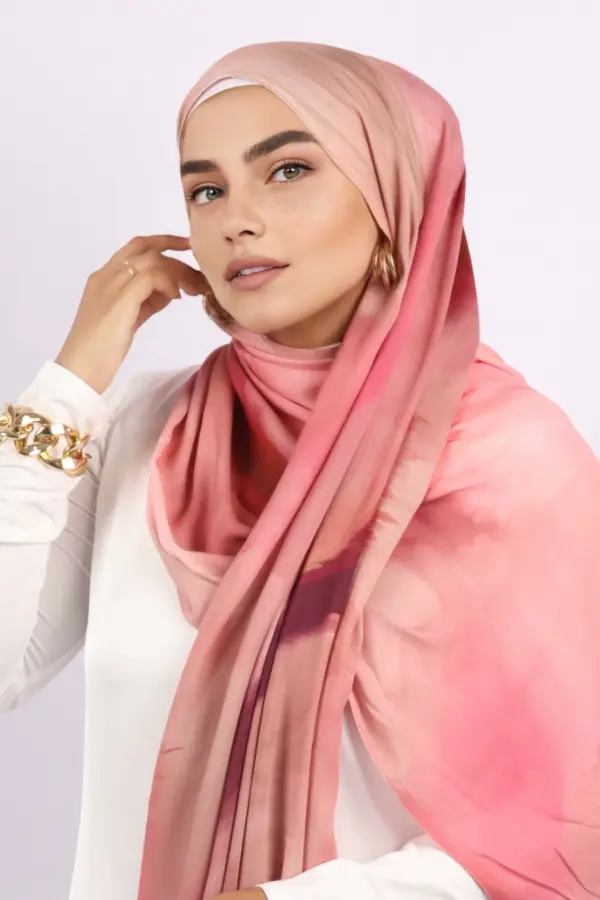 Flamingo Dawn Printed Modal Hijab - Image 3