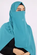 Ocean Blue Medina Chiffon Hijab & Niqab Set - Image 3