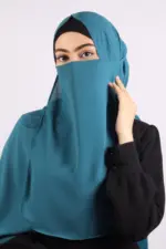 Teal Medina Chiffon Hijab & Niqab Set - Image 3