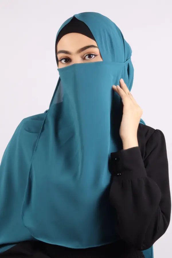 Teal Medina Chiffon Hijab & Niqab Set - Image 3