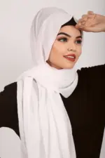 Powder White Internet Cotton Hijab - Image 3