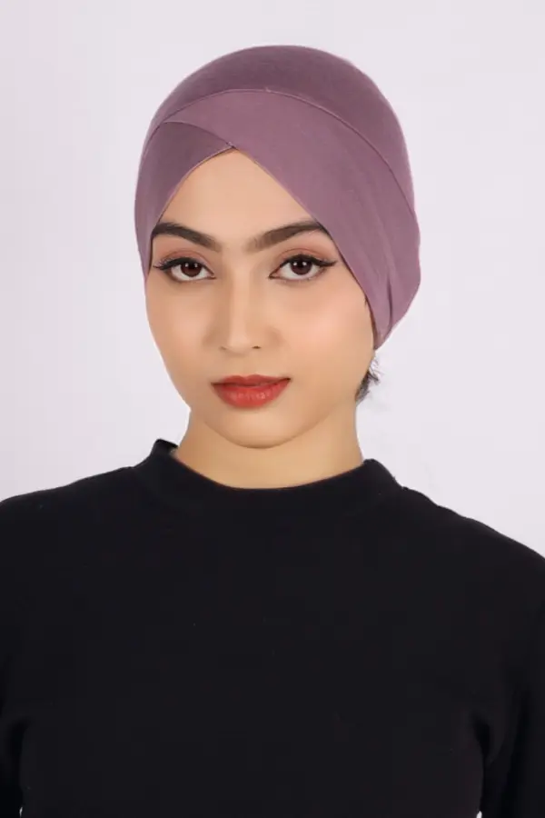 Lilac Criss Cross Tube Hijab Cap - Image 2