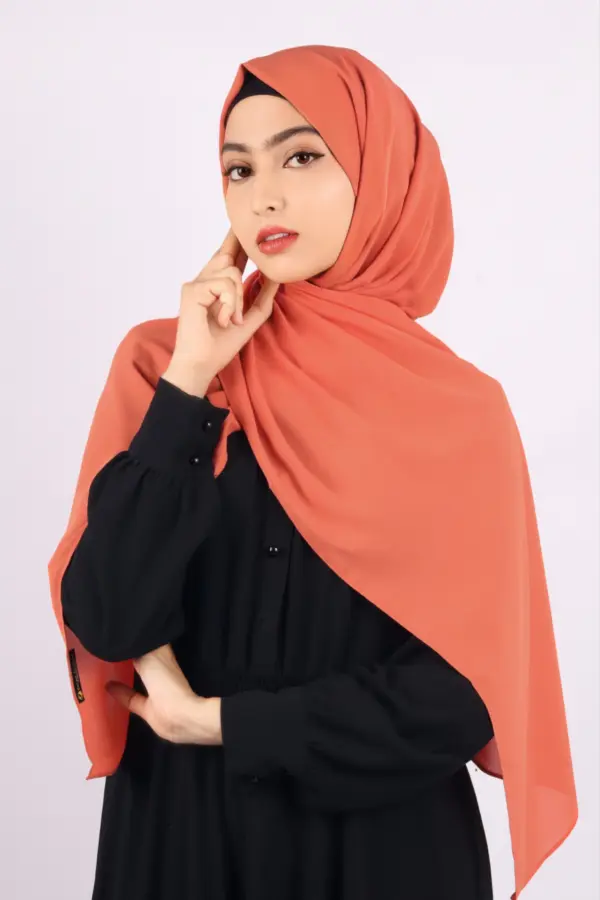 FC3ED55D-E603-4BCE-9E27-8ADB8CB3EF3A Rust Orange Medina Chiffon Hijab - Image 1