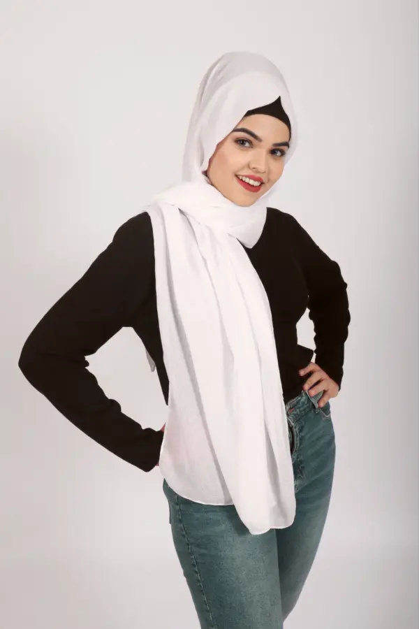 Powder White Internet Cotton Hijab - Image 2