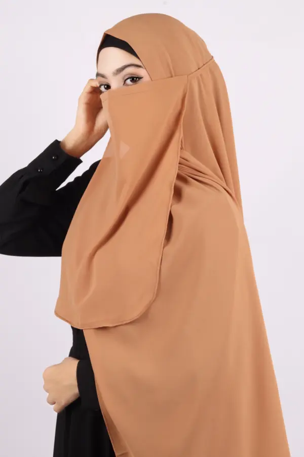 Tan Medina Chiffon Hijab & Niqab Set - Image 1
