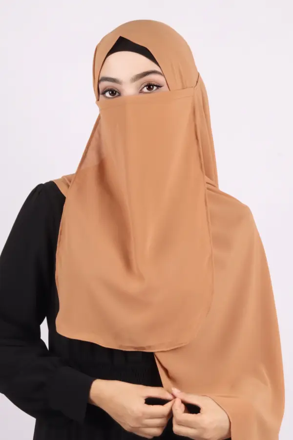 Tan Medina Chiffon Hijab & Niqab Set - Image 2
