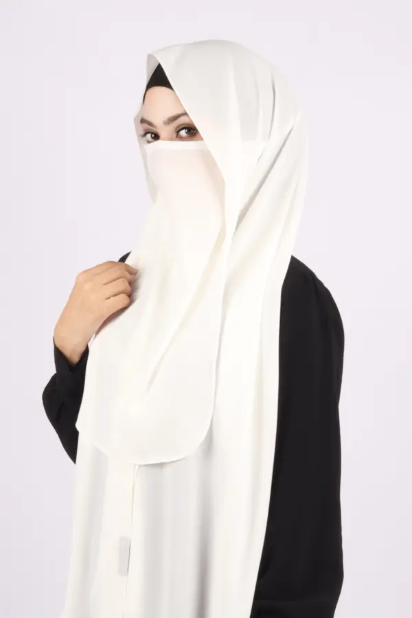 BC58C171-299D-4BF0-AFAC-89BCF0611A4A Cheese Cream Medina Chiffon Half-Niqab - Image 1