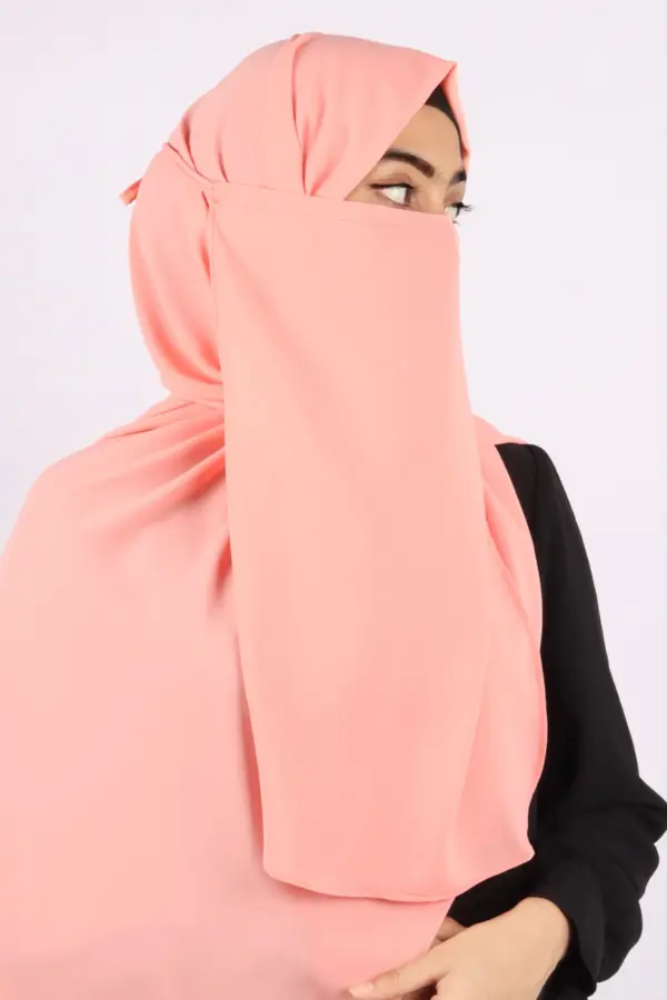 CB9B8A69-45CE-402B-9785-29A9B441455E Melon Sorbet Medina Chiffon Half-Niqab - Image 1