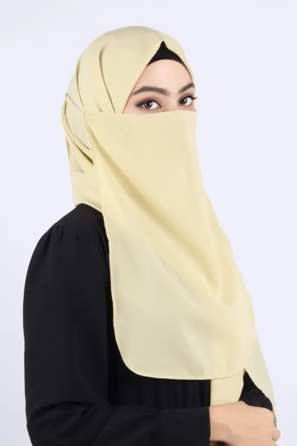 E4D071BF-DF76-408A-BB10-C34BF0193D60 Lemongrass Medina Chiffon Half-Niqab - Image 1