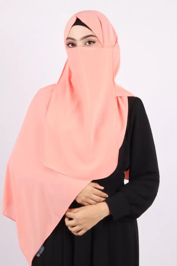 E7A88134-1EEC-4B32-ADDF-F7D59781C143 Melon Sorbet Medina Chiffon Hijab & Niqab Set - Image 1
