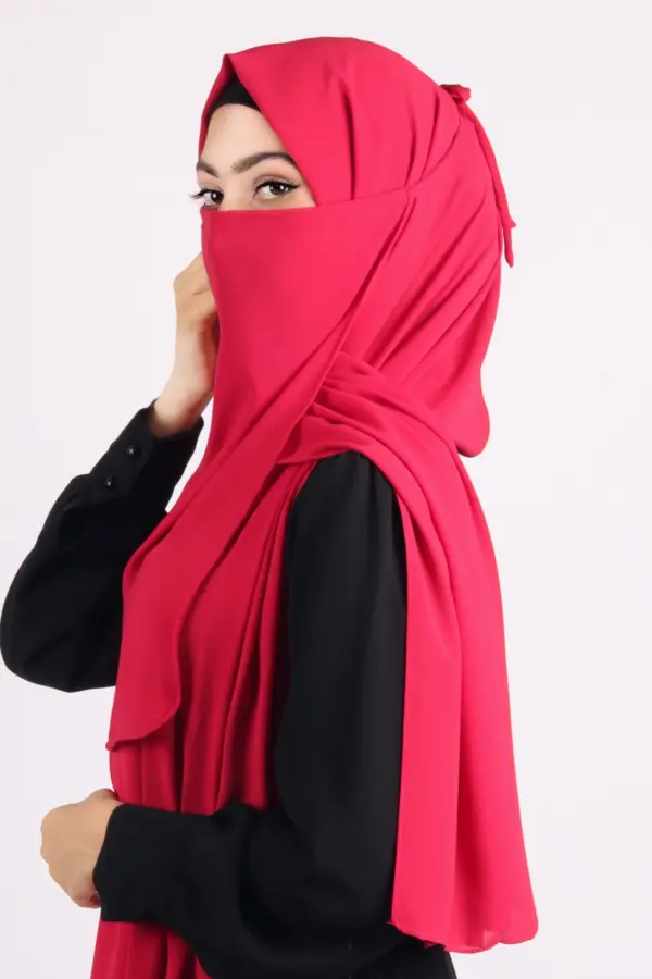 F95B20B9-4A00-45C4-B905-B4A3D7FF9342 Cherry Medina Chiffon Hijab & Niqab Set - Image 1